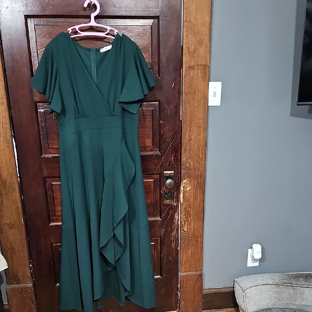 Chic Forest Green High Low Dress